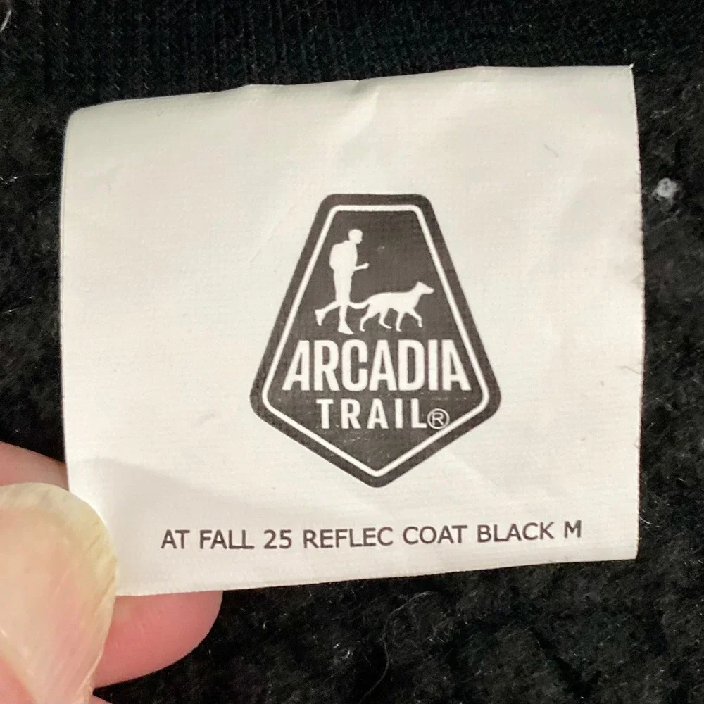 Arcadia Trail Ultra Reflective Sherpa Dog Jacket Coat Gray Black Medium NWT